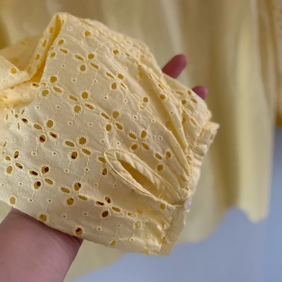 J. Crew Yellow Eyelet Blouse - Picture 6 of 7